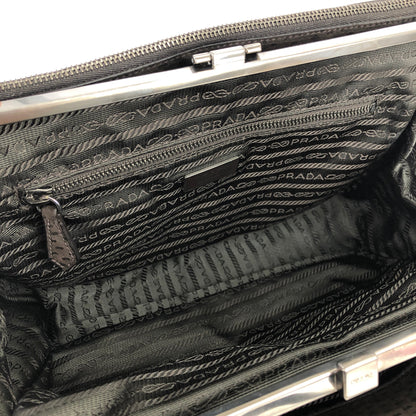 PRADA Triangle logo Metal clasp Tote bag Pig suede Brown Vintage Old x8twc6