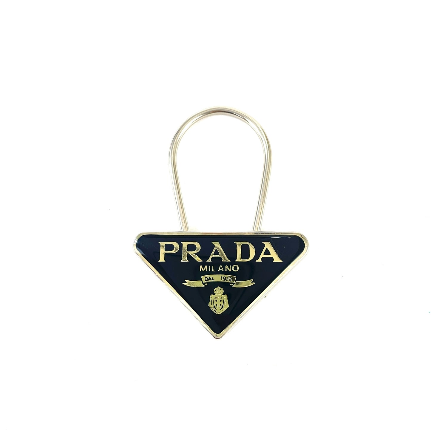PRADA Triangle logo Keychain Key ring Black Accessories Vintage Old vty33p