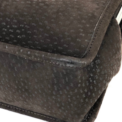 PRADA Triangle logo Metal clasp Tote bag Pig suede Brown Vintage Old x8twc6