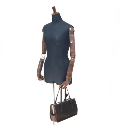 PRADA Triangle logo Metal clasp Tote bag Pig suede Brown Vintage Old x8twc6