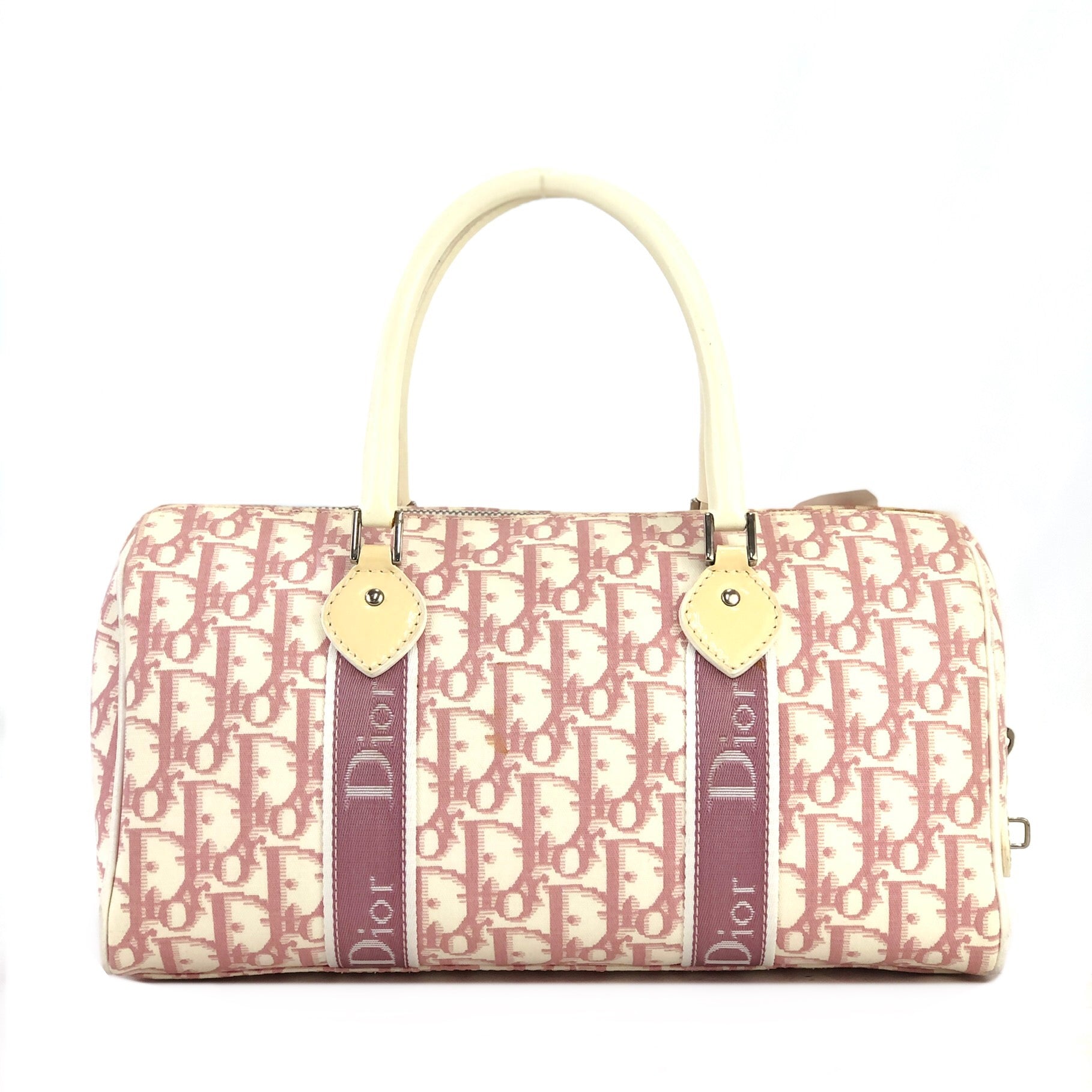 Christian Dior Trotter Pile Mini Boston Handbag Pink W 25cm Vintage Japan  [Used]