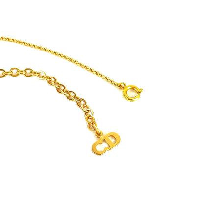 Christian Dior CD logo Twist Circle Necklace Gold Vintage Old 837256
