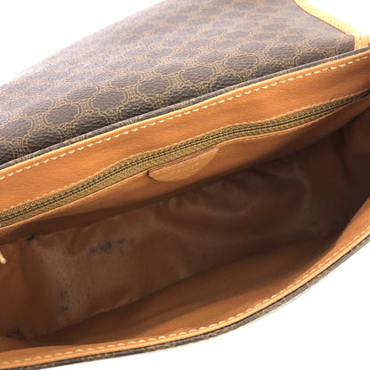 CELINE Macadam Blason embossed Flap Crossbody Shoulder bag Brown Vintage Old Celine jumd6w