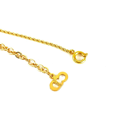 Christian Dior CD logo Twist Circle Necklace Gold Vintage Old 837256