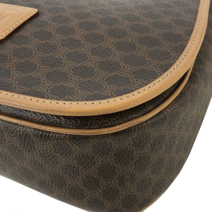 CELINE Macadam Blason embossed Flap Crossbody Shoulder bag Brown Vintage Old Celine jumd6w