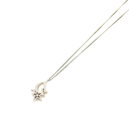 Christian Dior Star logo Stone Necklace Silver Vintage Old 6umav3