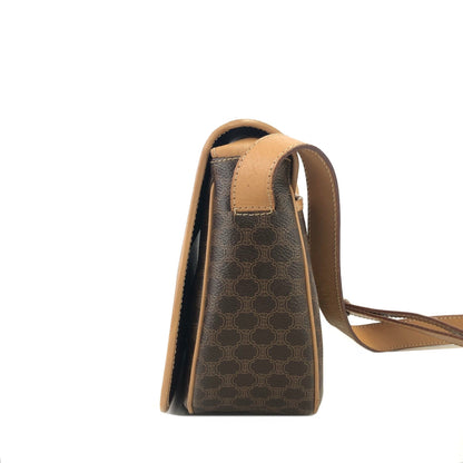 CELINE Macadam Blason embossed Flap Crossbody Shoulder bag Brown Vintage Old Celine jumd6w