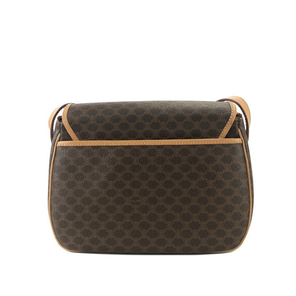 CELINE Macadam Blason embossed Flap Crossbody Shoulder bag Brown Vintage Old Celine jumd6w