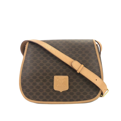 CELINE Macadam Blason embossed Flap Crossbody Shoulder bag Brown Vintage Old Celine jumd6w