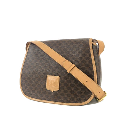 CELINE Macadam Blason embossed Flap Crossbody Shoulder bag Brown Vintage Old Celine jumd6w