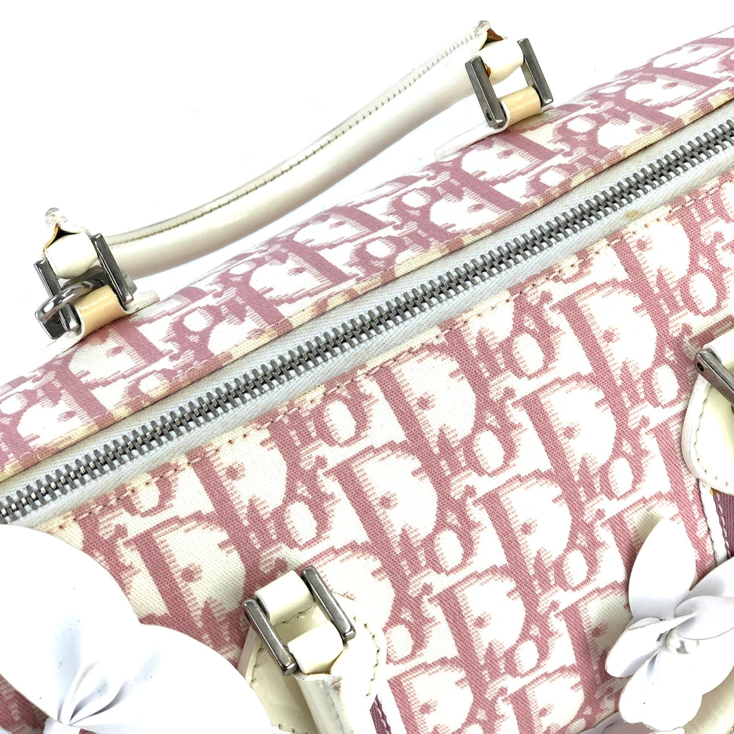 Christian Dior Trotter Girly line Flower PVC Leather Mini Boston Handbag Pink Vintage Old 36bpxp