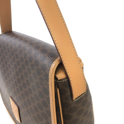 CELINE Macadam Blason embossed Flap Crossbody Shoulder bag Brown Vintage Old Celine jumd6w