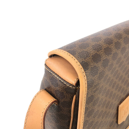 CELINE Macadam Blason embossed Flap Crossbody Shoulder bag Brown Vintage Old Celine jumd6w