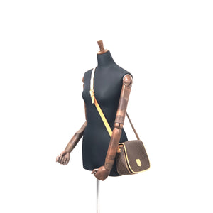 CELINE Macadam Blason embossed Flap Crossbody Shoulder bag Brown Vintage Old Celine jumd6w