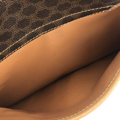 CELINE Macadam Blason embossed Flap Crossbody Shoulder bag Brown Vintage Old Celine jumd6w