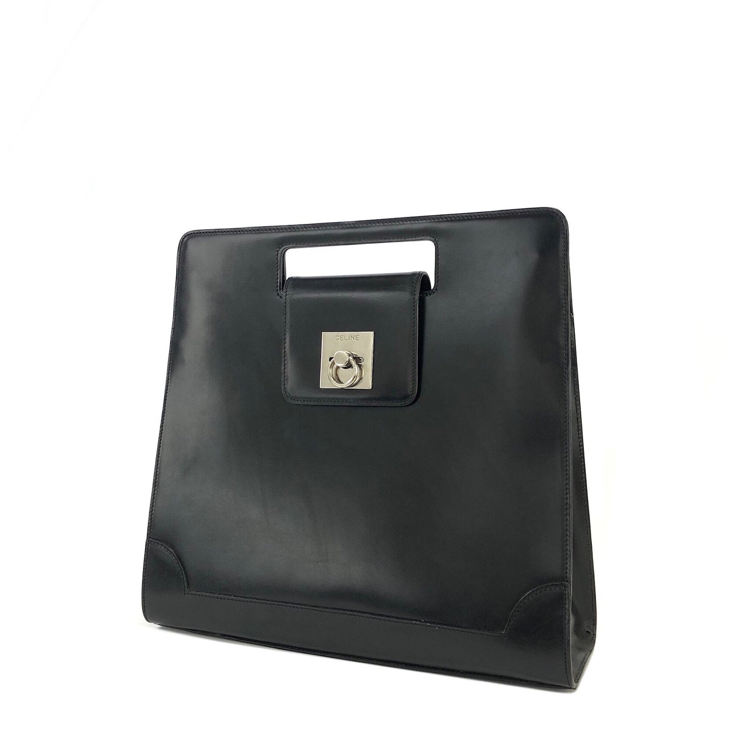 CELINE Gancini Cutout handle Handbag Black Vintage Old Celine sccjv8