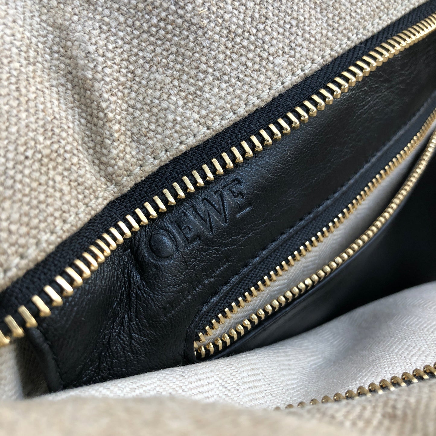 LOEWE Anagram logo Metal handle Fabric Handbag Beige Vintage ne5fzd