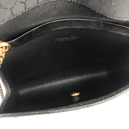 Christian Dior Logo Honeycomb Pattern Jacquard Chain Crossbody Shoulderbag Black Vintage Old dpesed