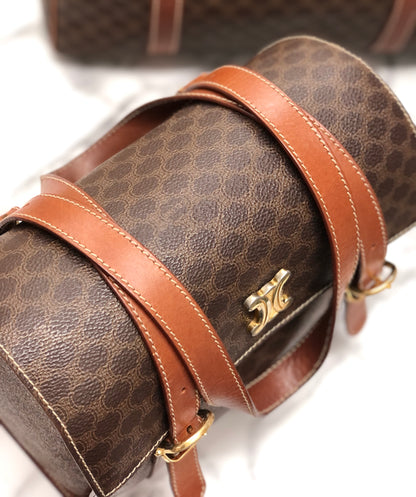 CELINE  Macadam Triomphe Brazon PVC x Leather Box Mini Bag Handbag Brown Old Celine Vintage mrfyri