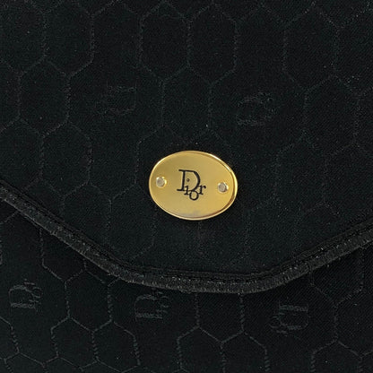 Christian Dior Logo Honeycomb Pattern Jacquard Chain Crossbody Shoulderbag Black Vintage Old dpesed