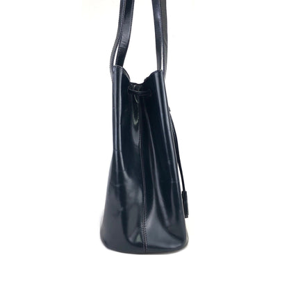 PRADA Triangle logo Patent leather Shoulder bag Tote bag Black Vintage Old sai37n