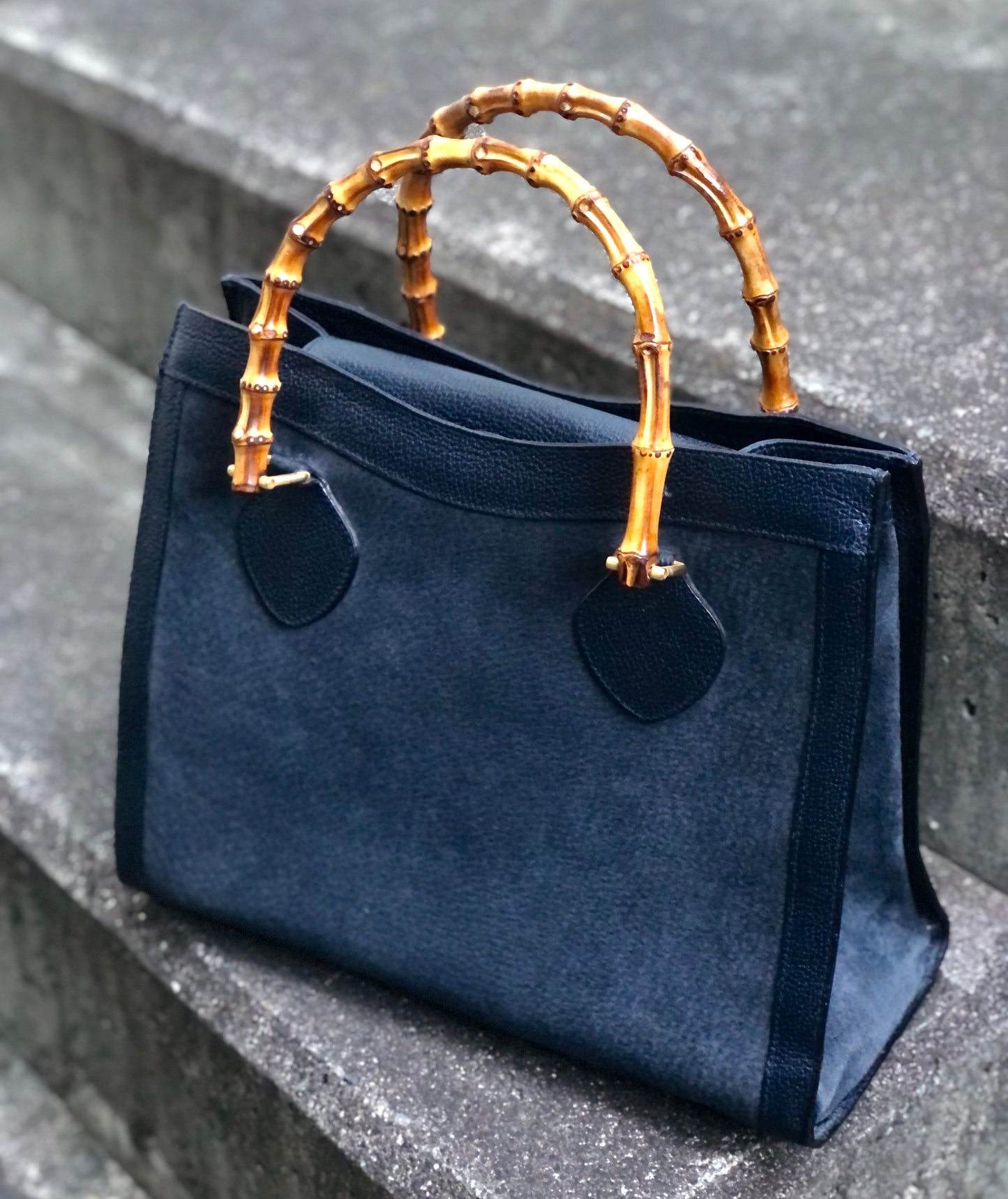 Gucci Large Suede Bamboo Tote