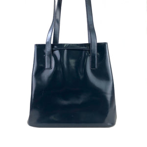 PRADA Triangle logo Patent leather Shoulder bag Tote bag Black Vintage Old sai37n