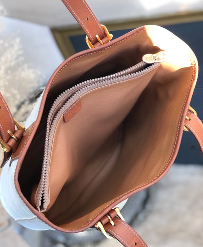 CELE Macadam Blason 壓花水桶包手提包白色復古舊款 gi42wi