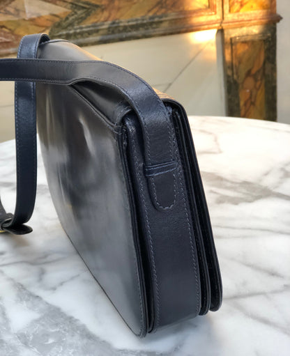 CELINE Blason 壓花皮革斜背包 海軍藍 復古舊款 celine iz3ix6