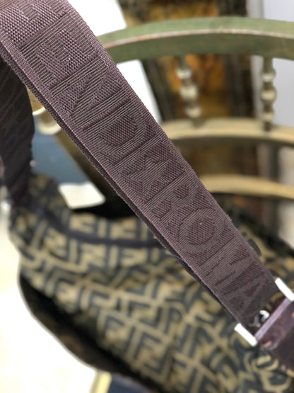 FENDI Zucca Front zipper Jacquard Shoulder bag Brown Vintage Old kkez6c