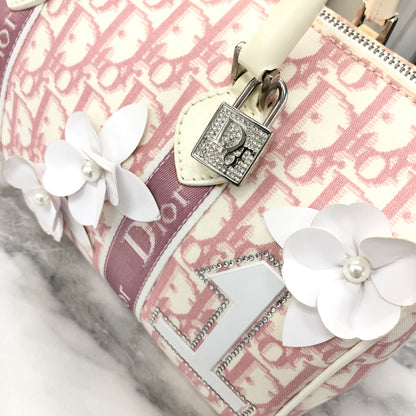 Christian Dior Trotter Girly line Flower PVC Leather Mini Boston Handbag Pink Vintage Old 36bpxp