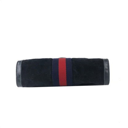 GUCCI GG logo Sherry line Suede Clutch bag Navy Vintage Old Gucci hdkcg3