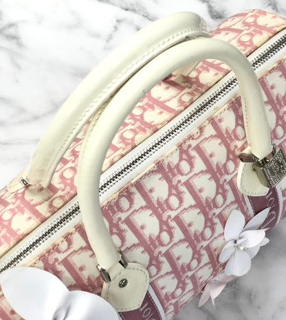 Christian Dior Trotter Girly line Flower PVC Leather Mini Boston Handbag Pink Vintage Old 36bpxp