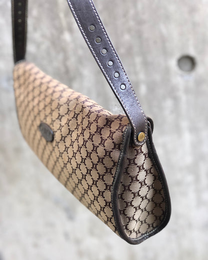 CELINE Macadam 織物鉚釘手提包棕色復古舊款 CELINE dr2645