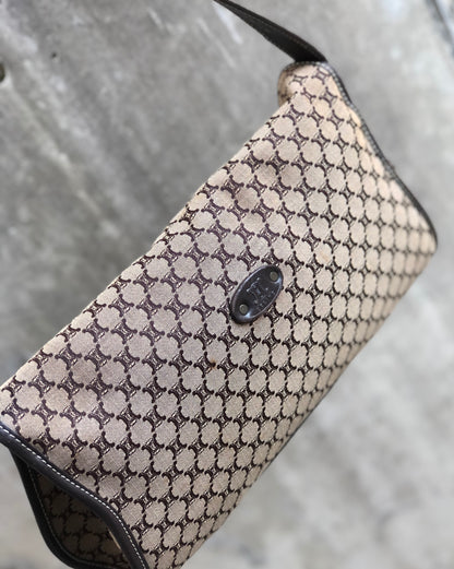 CELINE Macadam 織物鉚釘手提包棕色復古舊款 CELINE dr2645
