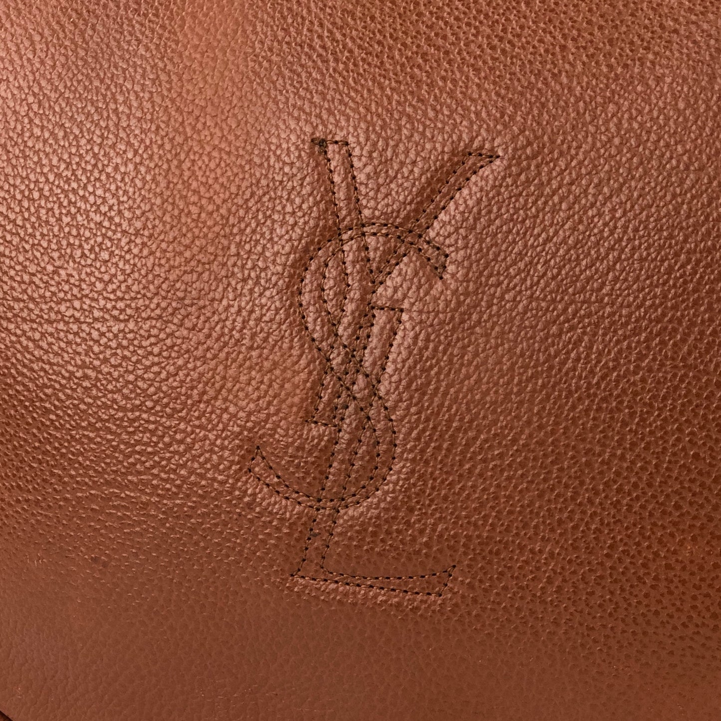 Yves Saint Laurent shoulder bag YSL Crossbody embossed brown vintage old hk253x