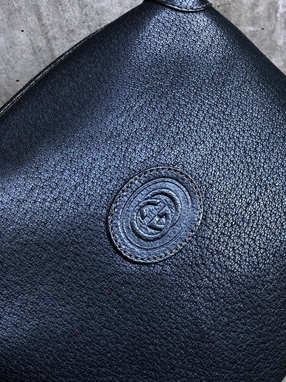 GUCCI GG logo Leather Crossbody Shoulder bag Black Old gucci Vintage 7wudnu