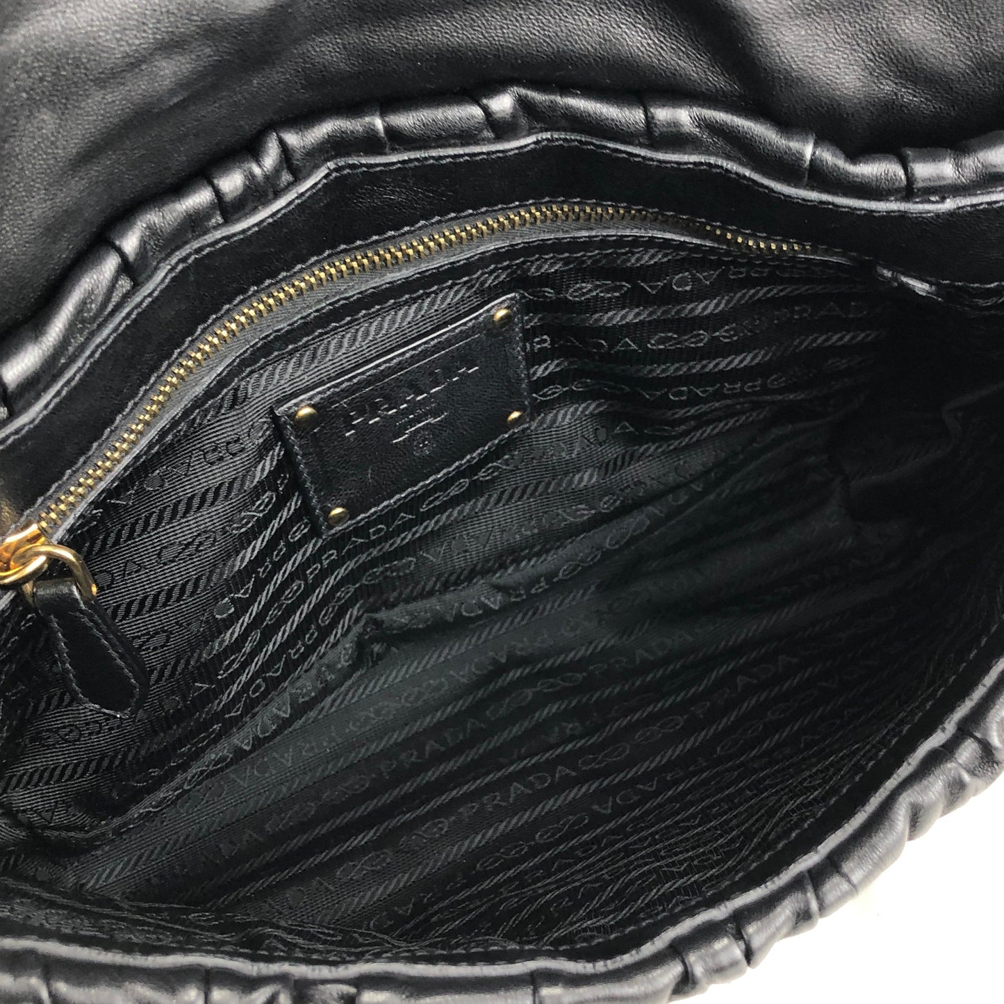PRADA logo leather plastic chain front lock shoulder bag black vintage old 5abuvk