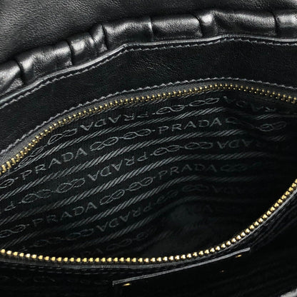 PRADA logo leather plastic chain front lock shoulder bag black vintage old 5abuvk