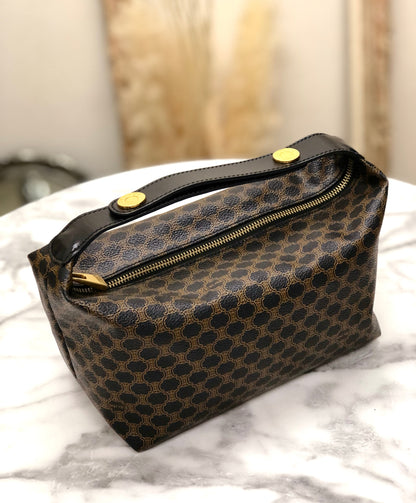 CELINE Macadam 圓形標誌迷你手提包化妝包流浪包黑色復古舊款 celine j6skig