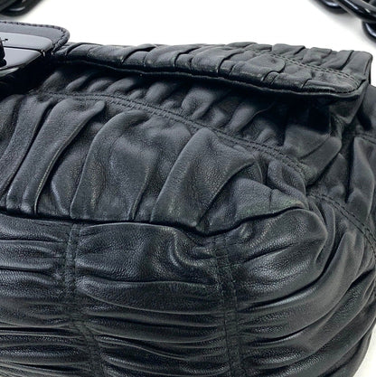 PRADA logo leather plastic chain front lock shoulder bag black vintage old 5abuvk