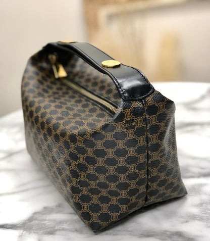 CELINE Macadam 圓形標誌迷你手提包化妝包流浪包黑色復古舊款 celine j6skig