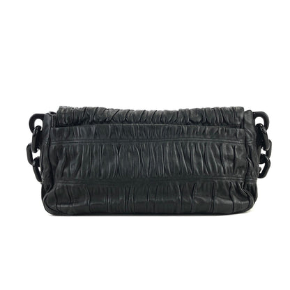 PRADA logo leather plastic chain front lock shoulder bag black vintage old 5abuvk