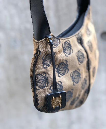 LOEWE Anagram pattern Jacquard Shoulder bag Beige Vintage Old 27i3rr