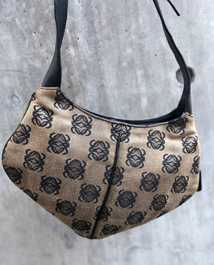 LOEWE Anagram pattern Jacquard Shoulder bag Beige Vintage Old 27i3rr