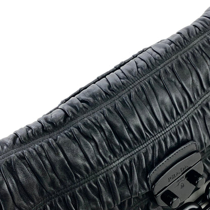 PRADA logo leather plastic chain front lock shoulder bag black vintage old 5abuvk