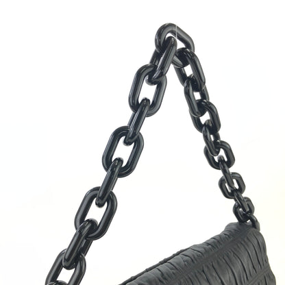 PRADA logo leather plastic chain front lock shoulder bag black vintage old 5abuvk
