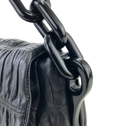 PRADA logo leather plastic chain front lock shoulder bag black vintage old 5abuvk