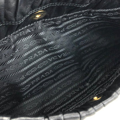 PRADA logo leather plastic chain front lock shoulder bag black vintage old 5abuvk