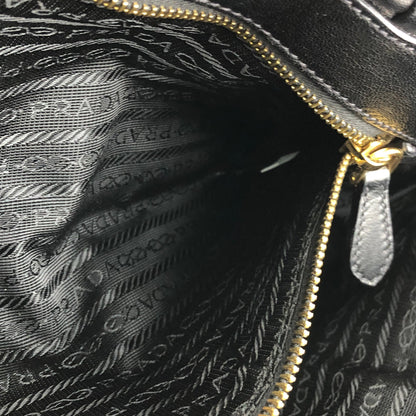 PRADA logo leather plastic chain front lock shoulder bag black vintage old 5abuvk